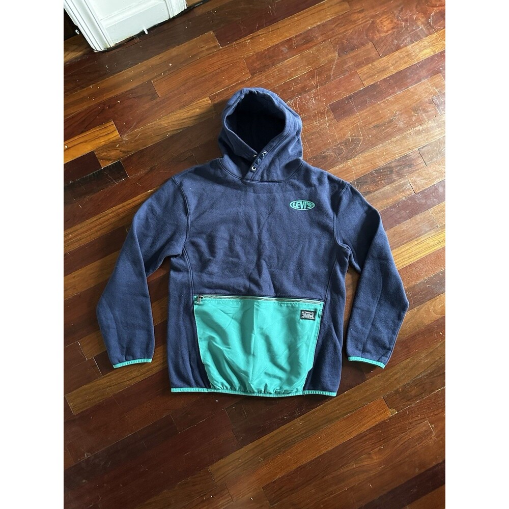 Levi's Navy and Aqua Fleece Hoodie Boys XL